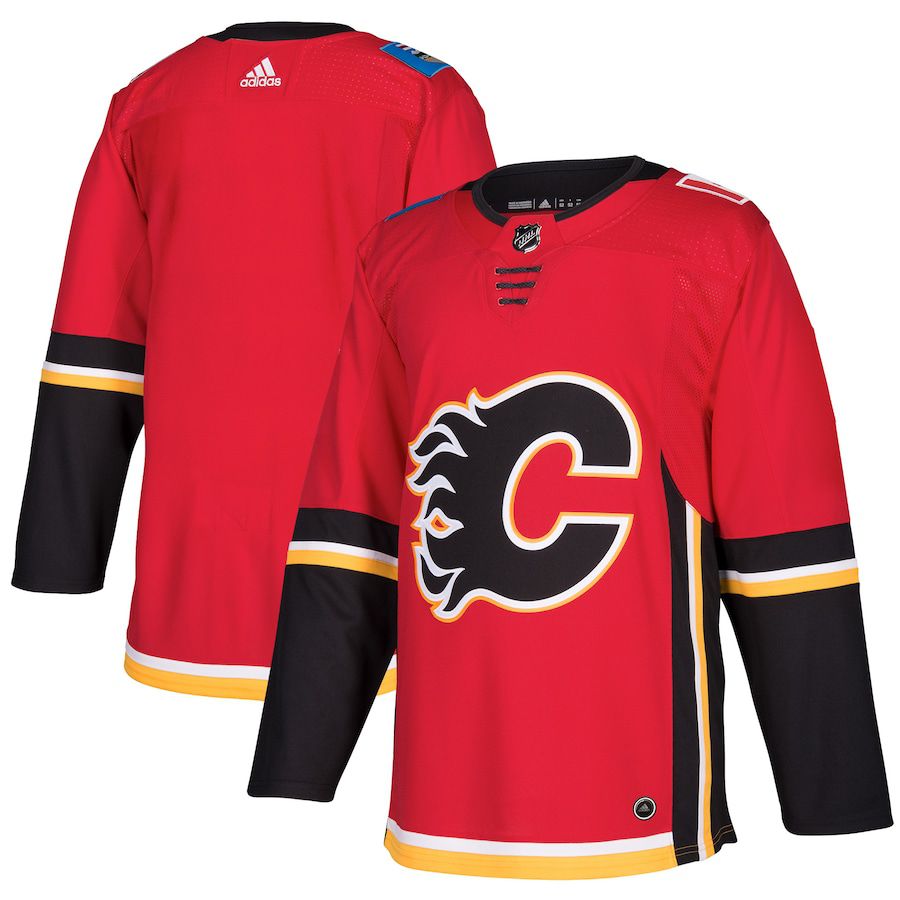 Men Calgary Flames adidas Red Home Authentic Blank NHL Jersey
